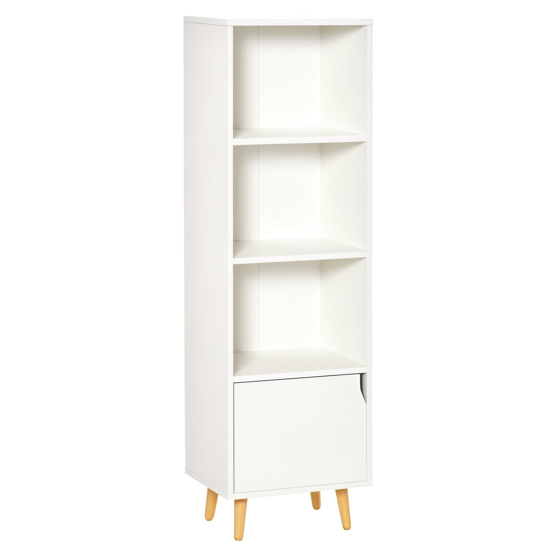 Bookshelf with 3 Open Shelves and Drawer Modern Bookcase for Storage Toys CDs Plants 40x30x129.5 cm White