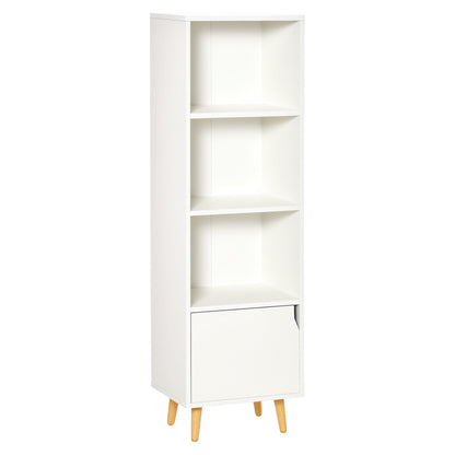 Bookshelf with 3 Open Shelves and Drawer Modern Bookcase for Storage Toys CDs Plants 40x30x129.5 cm White