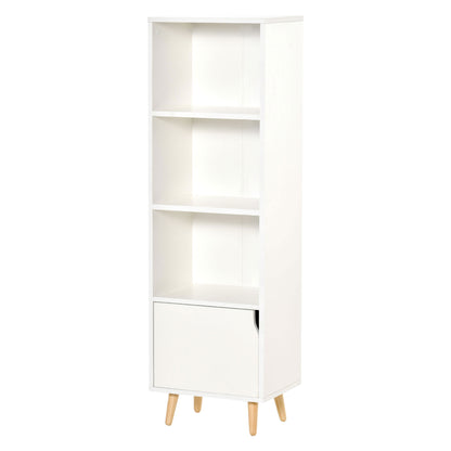 Bookshelf with 3 Open Shelves and Drawer Modern Bookcase for Storage Toys CDs Plants 40x30x129.5 cm White