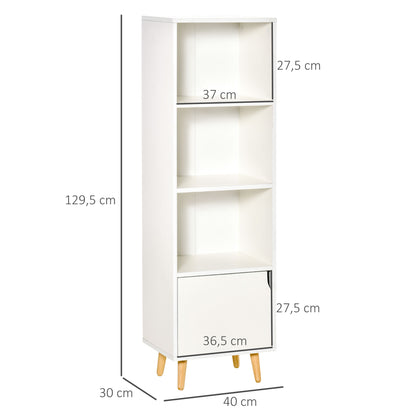 Bookshelf with 3 Open Shelves and Drawer Modern Bookcase for Storage Toys CDs Plants 40x30x129.5 cm White