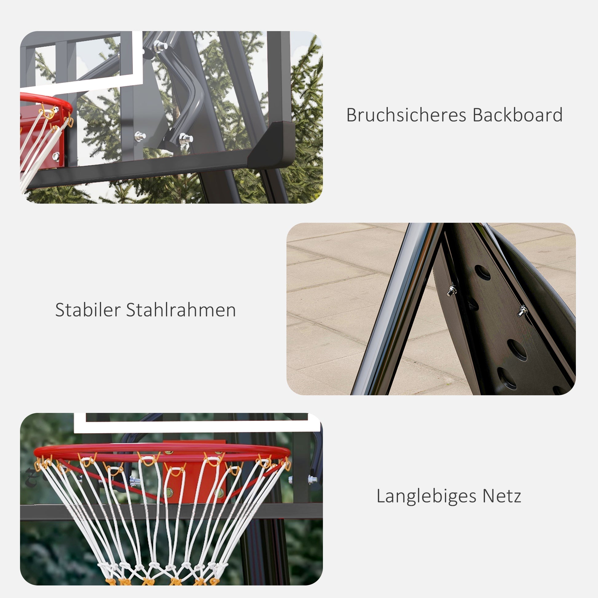 SPORTNOW Basketball Hoop Outdoor Basketball Stand with Wheels 107x70cm Backboard, Mobile Basketball Hoop with Stand, Adjustable Hoop Height 236-293 cm, Basketball System for Teens Adults