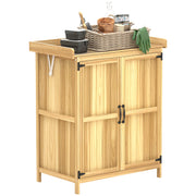Garden Shed Wood, Weatherproof Tool Shed 74x43x88cm, Storage Shed with Foldable Roof, Shelves, Work surface, Tool Cabinet, Garden House Tool Cabinet Tool Shed for Garden, Natural Wood
