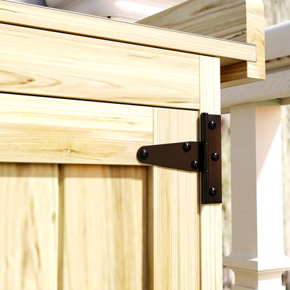 Garden Shed Wood, Weatherproof Tool Shed 74x43x88cm, Storage Shed with Foldable Roof, Shelves, Work surface, Tool Cabinet, Garden House Tool Cabinet Tool Shed for Garden, Natural Wood