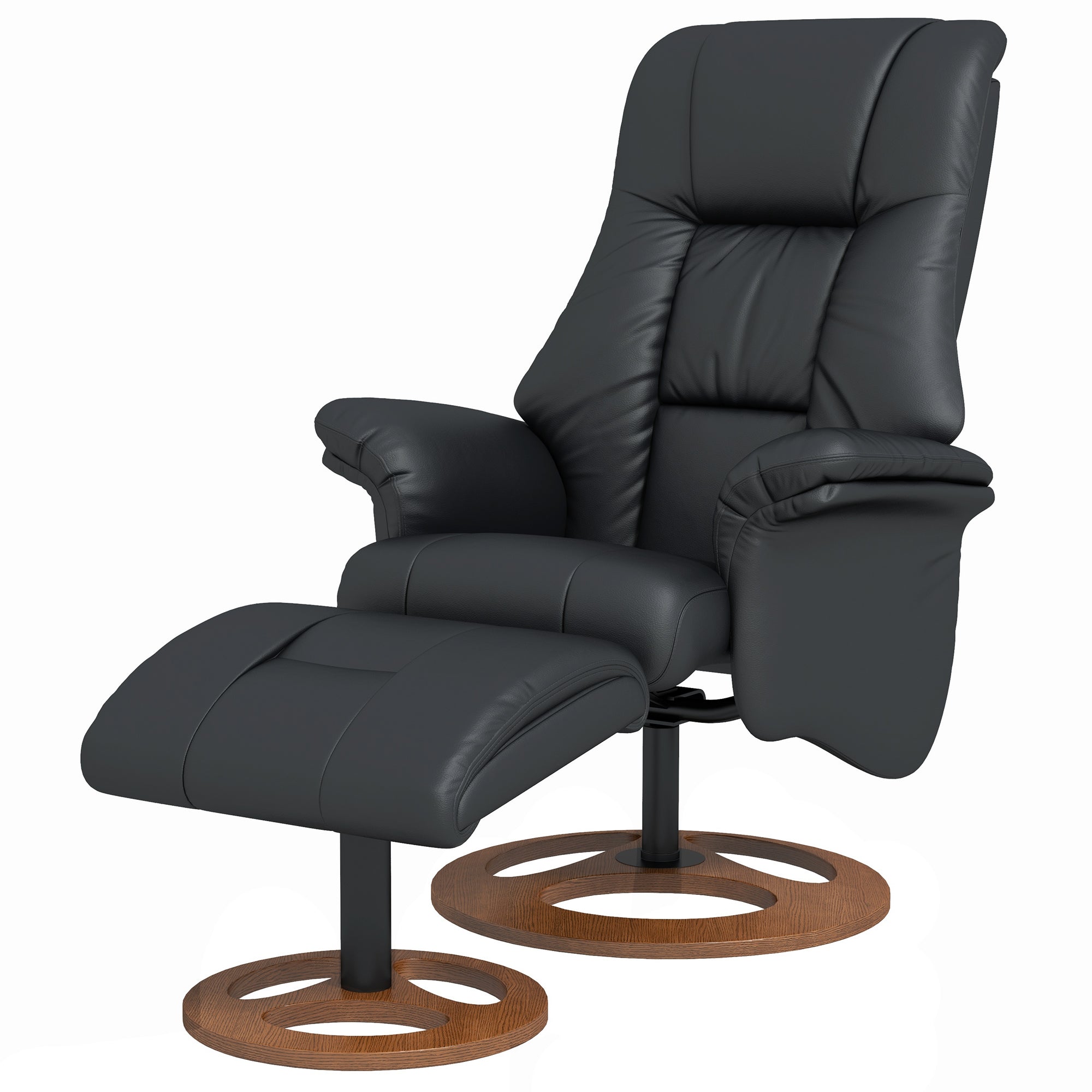 Recliner Chair with Footstool, TV Armchair, Lounge Chair with Reclining Function, 130° Tilt, for Living Room, Leisure Area, Faux Leather Black, 77 x 89 x 110 cm