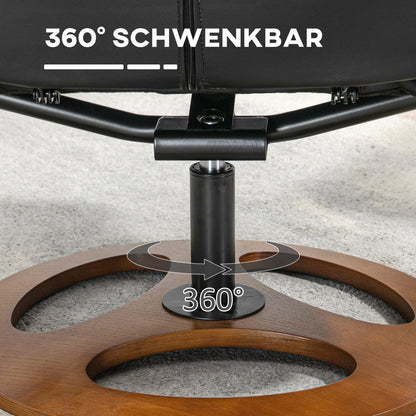 Recliner Chair with Footstool, TV Armchair, Lounge Chair with Reclining Function, 130° Tilt, for Living Room, Leisure Area, Faux Leather Black, 77 x 89 x 110 cm