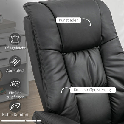 Recliner Chair with Footstool, TV Armchair, Lounge Chair with Reclining Function, 130° Tilt, for Living Room, Leisure Area, Faux Leather Black, 77 x 89 x 110 cm