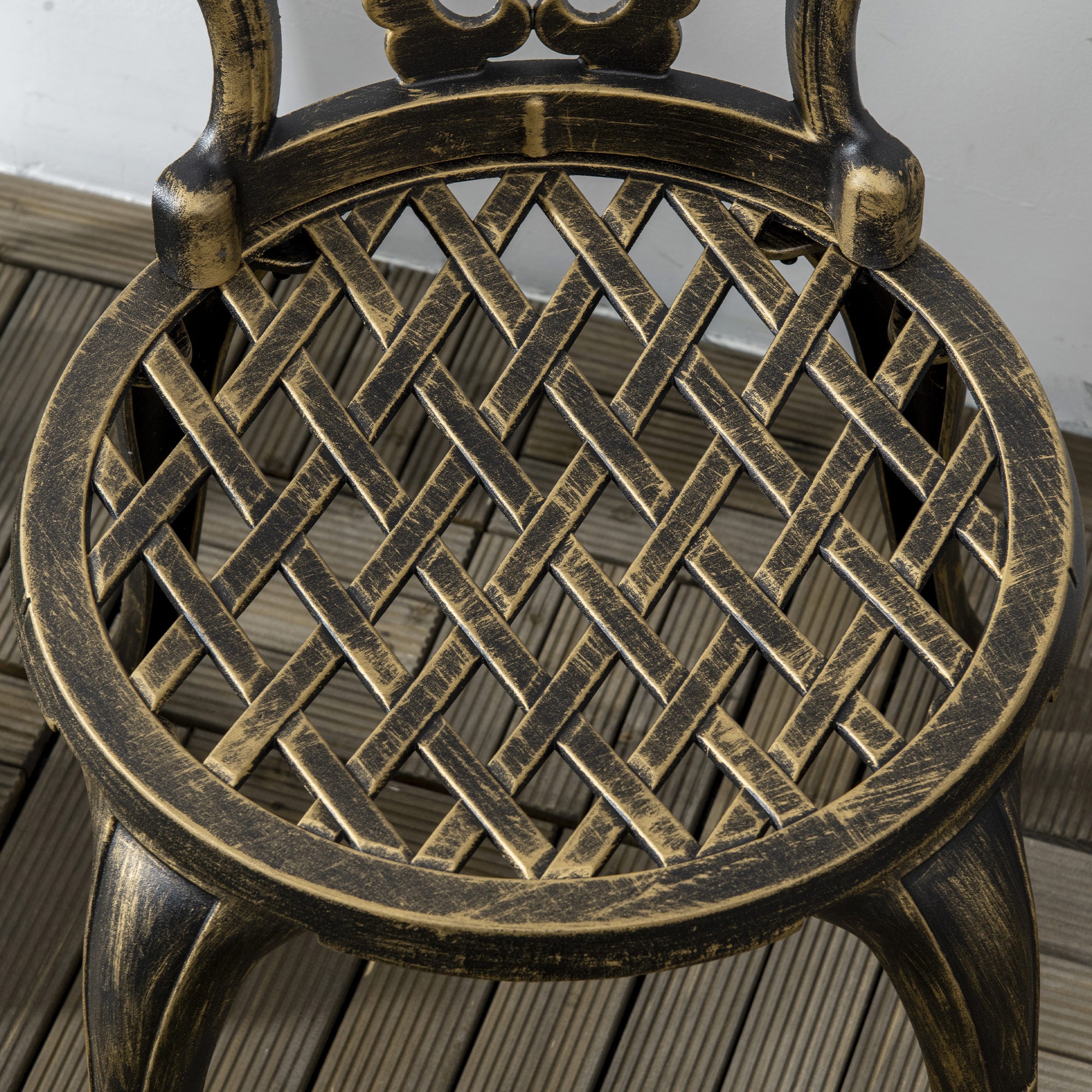 3-Piece Aluminum Garden Bistro Set Outdoor Patio Furniture with 2 Chairs and 1 Round Table Imitation Wrought Iron Bronze