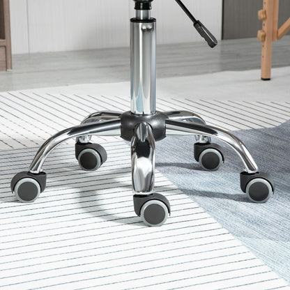 Rolling Stool - 360° swivel work stool - ergonomic stool - adjustable seat height 47-62 cm - padded synthetic cover black chrome metal