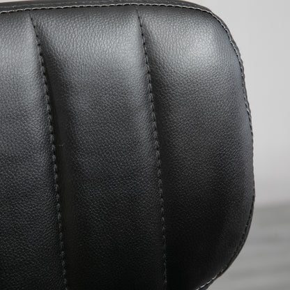 Rolling Stool - 360° swivel work stool - ergonomic stool - adjustable seat height 47-62 cm - padded synthetic cover black chrome metal