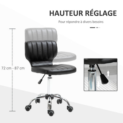 Rolling Stool - 360° swivel work stool - ergonomic stool - adjustable seat height 47-62 cm - padded synthetic cover black chrome metal