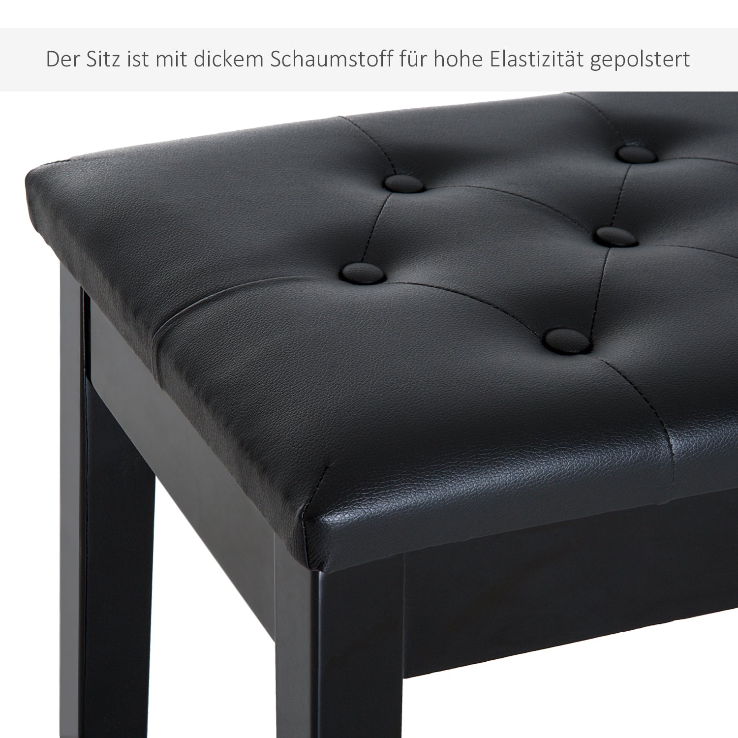 Piano Bench with Hidden Storage, Piano Stool with Faux Leather Cushion, Keyboard Bench for Piano, Keyboard, 76 x 36 x 50 cm, Black