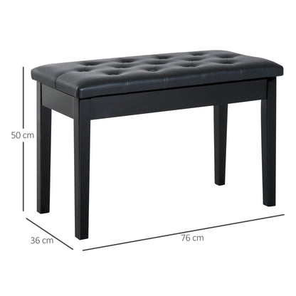 Piano Bench with Hidden Storage, Piano Stool with Faux Leather Cushion, Keyboard Bench for Piano, Keyboard, 76 x 36 x 50 cm, Black
