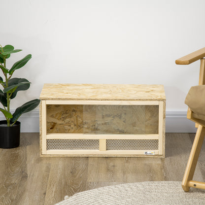 Wooden Reptile Terrarium, Reptile Tank with Sliding Glass Doors and Net Panels, Multi-Purpose Reptile Enclosure, 60x29.5x29.5 cm, for Lizards, Chameleons, Snakes