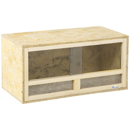Wooden Reptile Terrarium, Reptile Tank with Sliding Glass Doors and Net Panels, Multi-Purpose Reptile Enclosure, 60x29.5x29.5 cm, for Lizards, Chameleons, Snakes