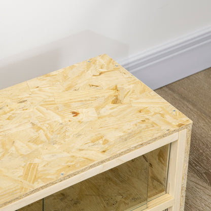 Wooden Reptile Terrarium, Reptile Tank with Sliding Glass Doors and Net Panels, Multi-Purpose Reptile Enclosure, 60x29.5x29.5 cm, for Lizards, Chameleons, Snakes