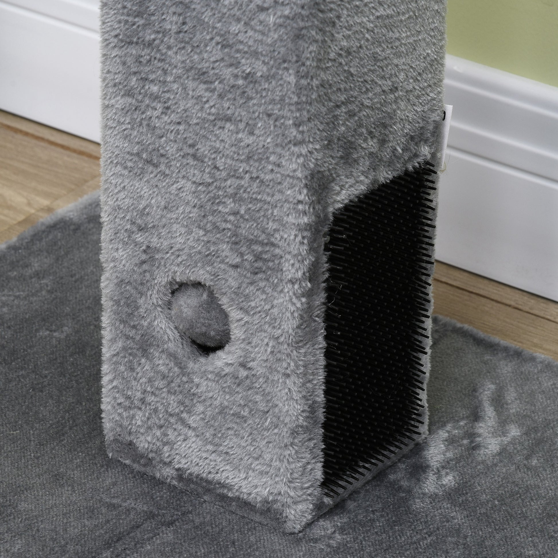 79 cm Cat Scratching Post Cat Scratcher with Hanging Ball Bell and Jute Post 59.5x39x79 cm Gray