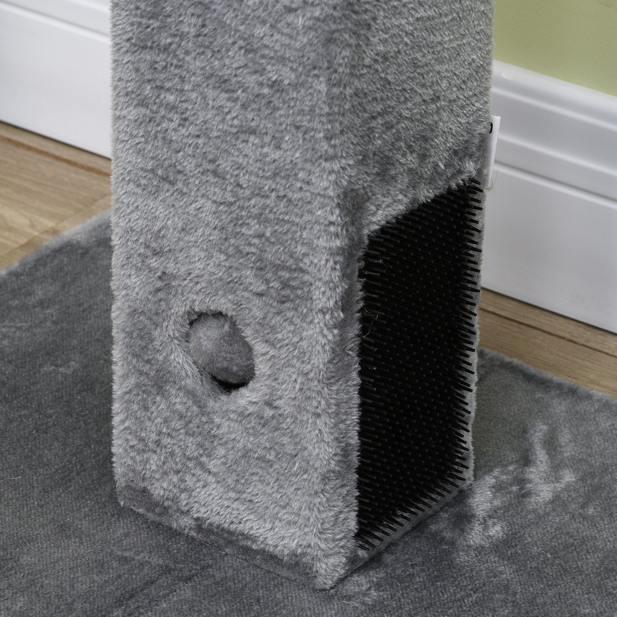 79 cm Cat Scratching Post Cat Scratcher with Hanging Ball Bell and Jute Post 59.5x39x79 cm Gray