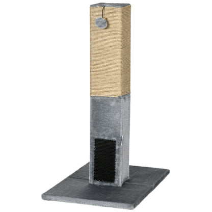 79 cm Cat Scratching Post Cat Scratcher with Hanging Ball Bell and Jute Post 59.5x39x79 cm Gray