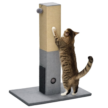 79 cm Cat Scratching Post Cat Scratcher with Hanging Ball Bell and Jute Post 59.5x39x79 cm Gray