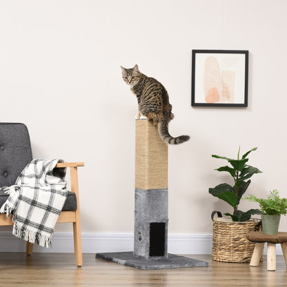 79 cm Cat Scratching Post Cat Scratcher with Hanging Ball Bell and Jute Post 59.5x39x79 cm Gray