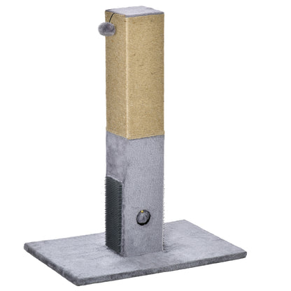 79 cm Cat Scratching Post Cat Scratcher with Hanging Ball Bell and Jute Post 59.5x39x79 cm Gray