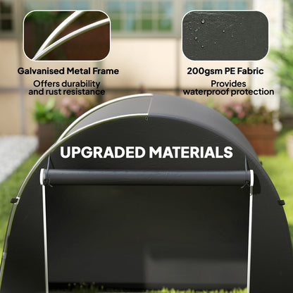 Waterproof Garage Tent 245 x 120 x 200 cm (96.5 x 47.2 x 78.7 in) — Bike Shelter with Roll-Up Zipper Door, Weatherproof Storage Tent, Galvanized Frame, Dark Gray