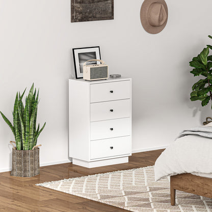 Dresser Sideboard with 4 Drawers Cabinet made of Engineered Wood Storage Cabinet in Modern Style Drawer Cabinet for Living Room Bedroom Hallway 47 x 29 x 75 cm White