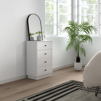 Dresser Sideboard with 4 Drawers Cabinet made of Engineered Wood Storage Cabinet in Modern Style Drawer Cabinet for Living Room Bedroom Hallway 47 x 29 x 75 cm White
