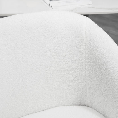 Set of 2 Dining Chairs Kitchen Chairs in Loop Wool Effect Fabric Living Room Chairs with Steel Legs - 55 x 62 x 80 cm White Black