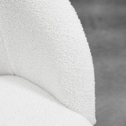 Set of 2 Dining Chairs Kitchen Chairs in Loop Wool Effect Fabric Living Room Chairs with Steel Legs - 55 x 62 x 80 cm White Black