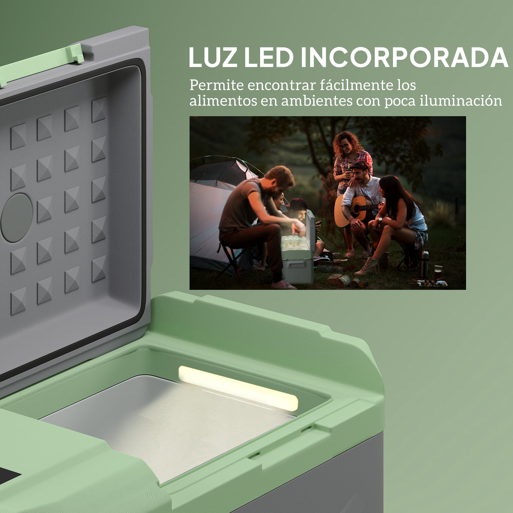Portable Electric Cooler 17.4L Car Fridge 12V-220V Mini Refrigerator with Compressor LED Light Digital Display ECO and MAX Modes from -20℃ to +20 ℃ for Home Camping Travel Car