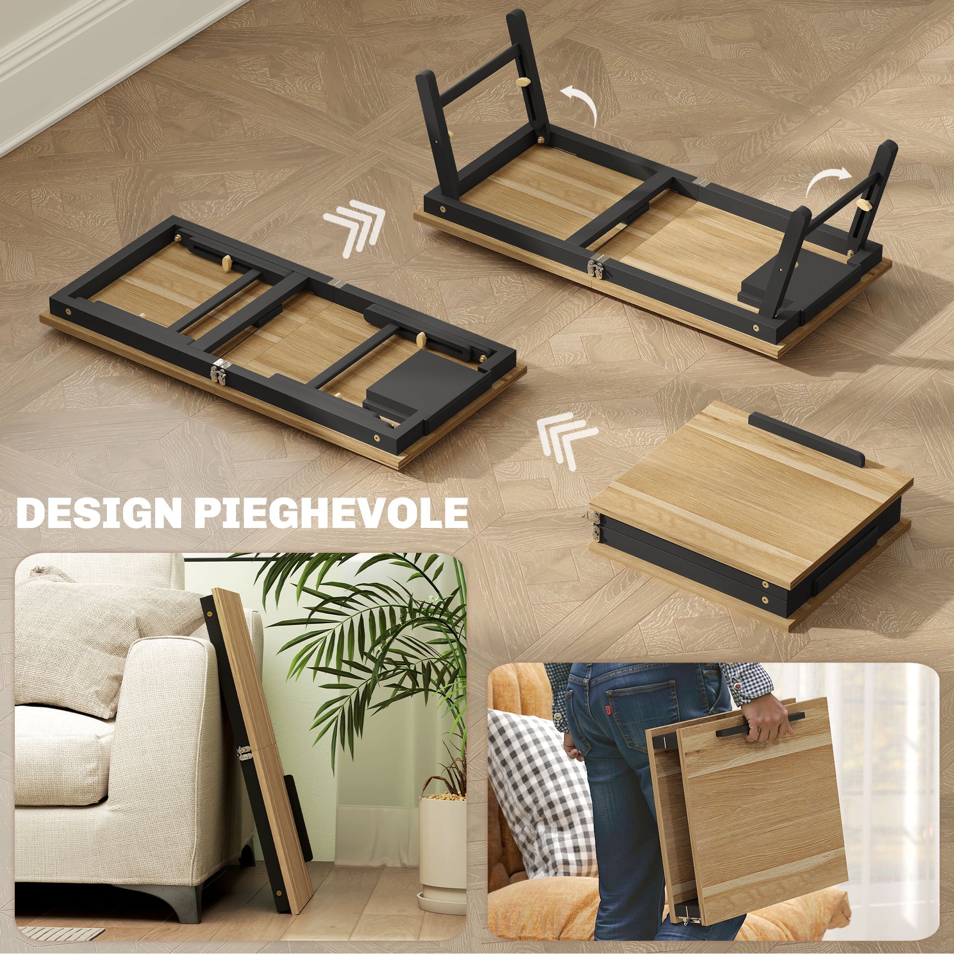 Adjustable and Tilted Monitor Stand with Side Drawer, Foldable Bamboo and MDF PC Monitor Stand, 86x33x22.5-32 cm, Oak and Black