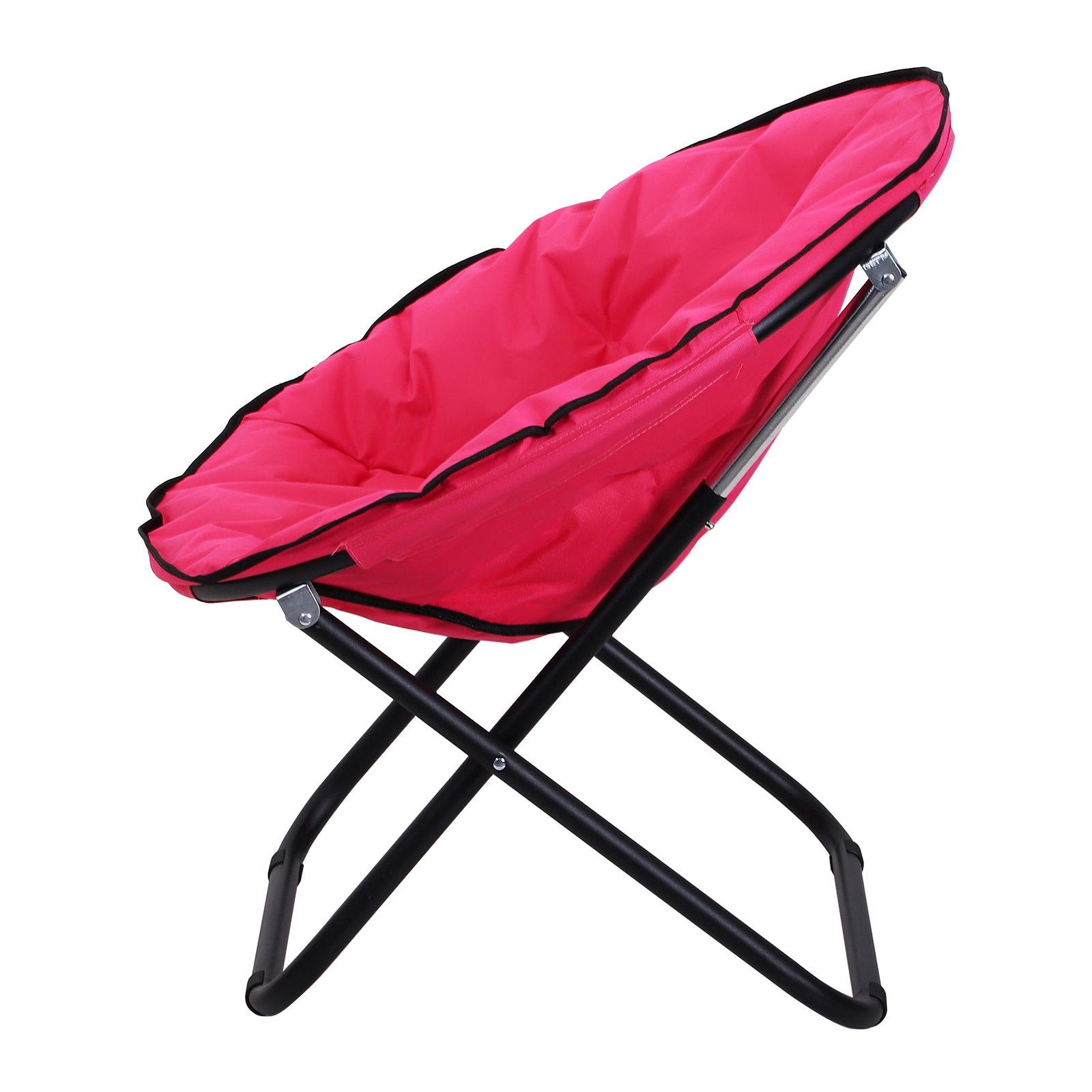 Folding Camping Chair Camp Chair with Backrest, Folding Chair up to 120kg, Padded Moonchair Extra Wide, Folding Outdoor Chair for Garden, Balcony, Camping, Pink