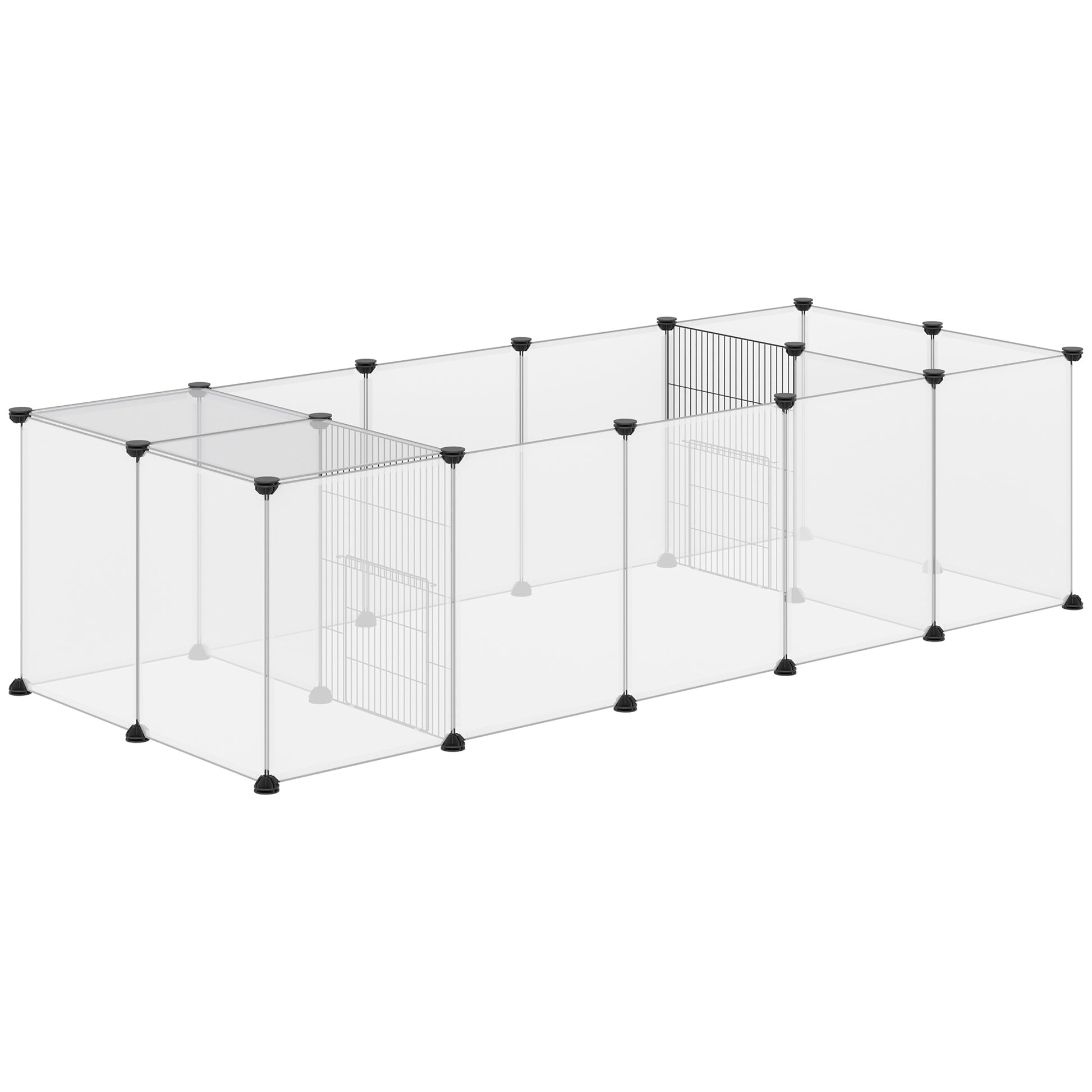 DIY Pet Fence with 20 Resin Panels Small Animal Park Modular Cage for Guinea Pigs Rabbits Chinchillas 175x70x45 cm White