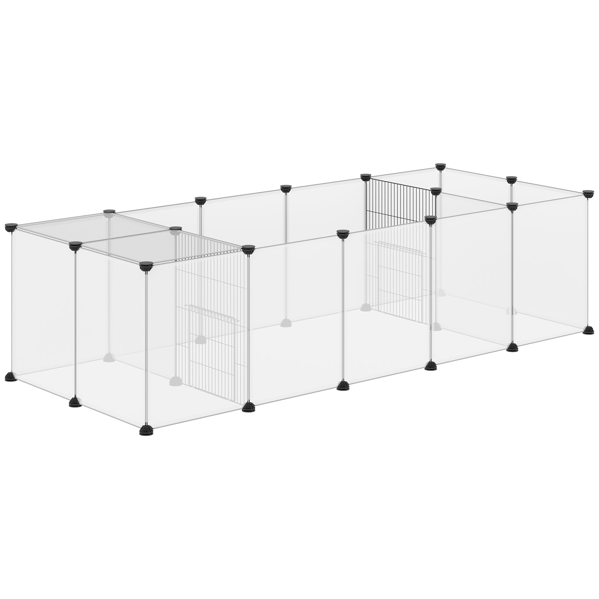 DIY Pet Fence with 20 Resin Panels Small Animal Park Modular Cage for Guinea Pigs Rabbits Chinchillas 175x70x45 cm White