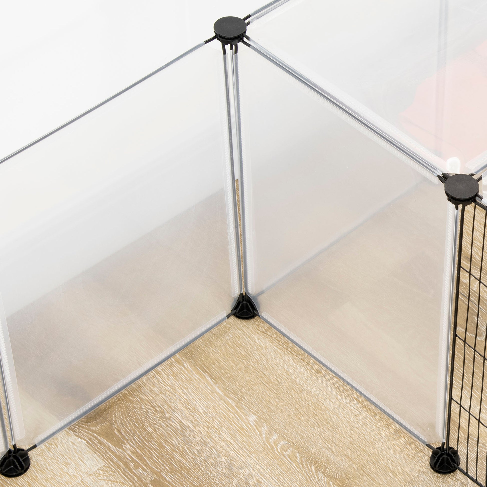 DIY Pet Fence with 20 Resin Panels Small Animal Park Modular Cage for Guinea Pigs Rabbits Chinchillas 175x70x45 cm White