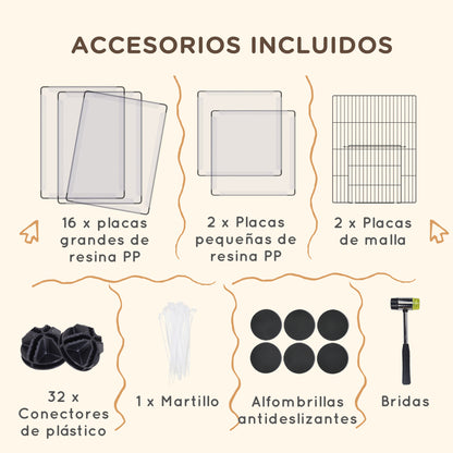 DIY Pet Fence with 20 Resin Panels Small Animal Park Modular Cage for Guinea Pigs Rabbits Chinchillas 175x70x45 cm White