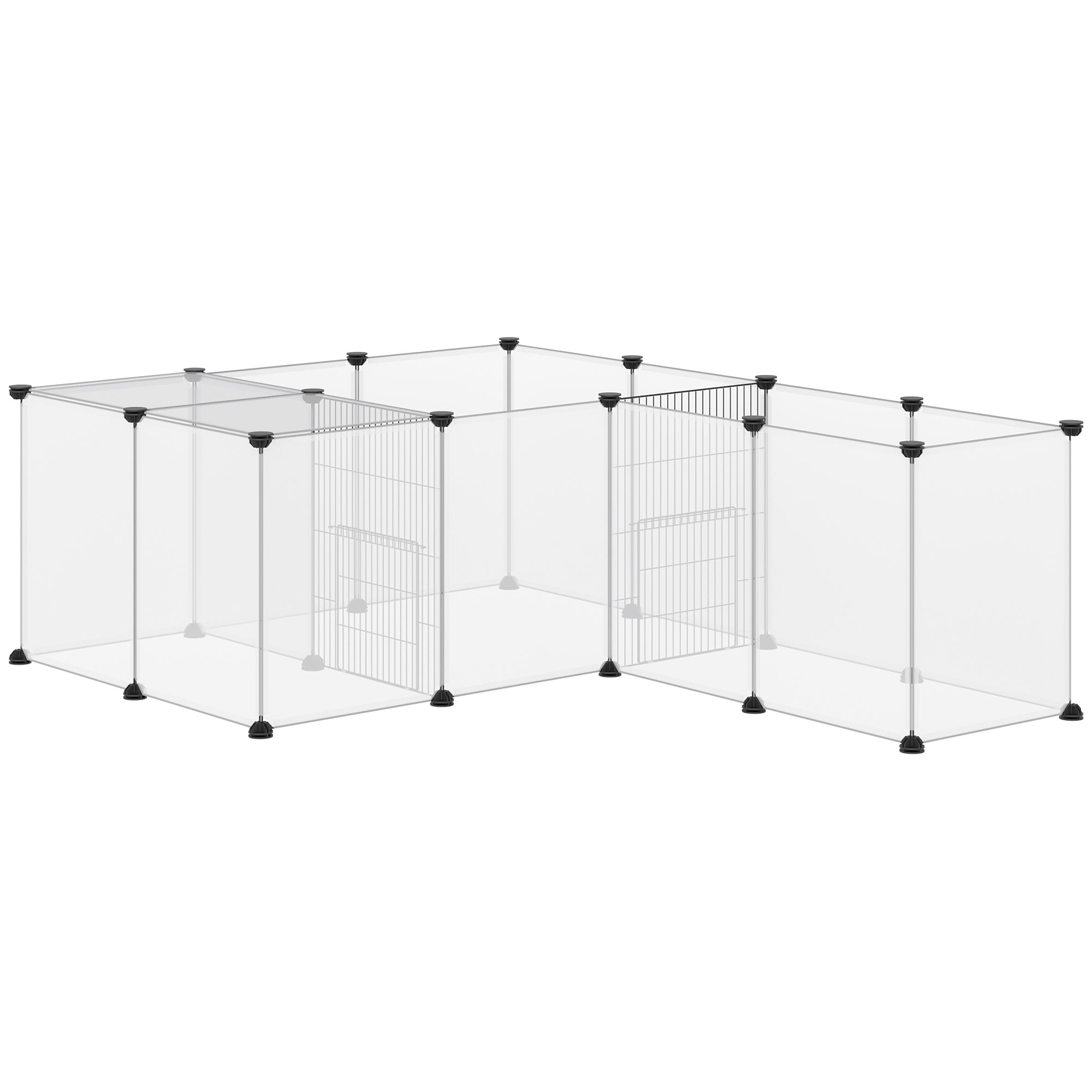 DIY Pet Fence with 20 Resin Panels Small Animal Park Modular Cage for Guinea Pigs Rabbits Chinchillas 175x70x45 cm White