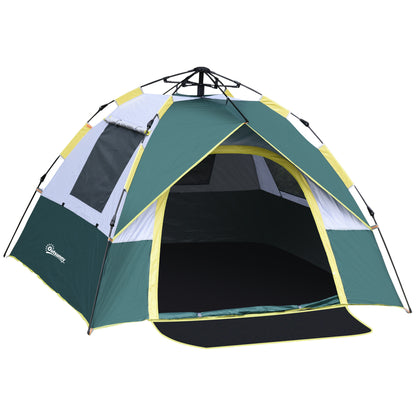 Camping Tent for 3 Persons Pop-up Dome Tent with Window, Carry Bag, Hooks, Floor Mat, Family Tent with 1000mm Water Column Tent for Camping Travel Trekking Garden