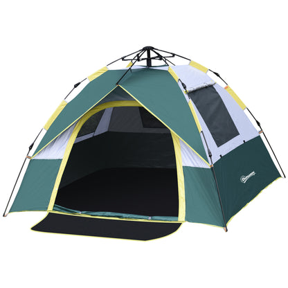 Camping Tent for 3 Persons Pop-up Dome Tent with Window, Carry Bag, Hooks, Floor Mat, Family Tent with 1000mm Water Column Tent for Camping Travel Trekking Garden