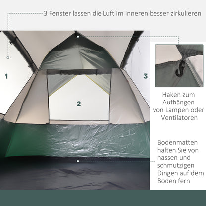 Camping Tent for 3 Persons Pop-up Dome Tent with Window, Carry Bag, Hooks, Floor Mat, Family Tent with 1000mm Water Column Tent for Camping Travel Trekking Garden