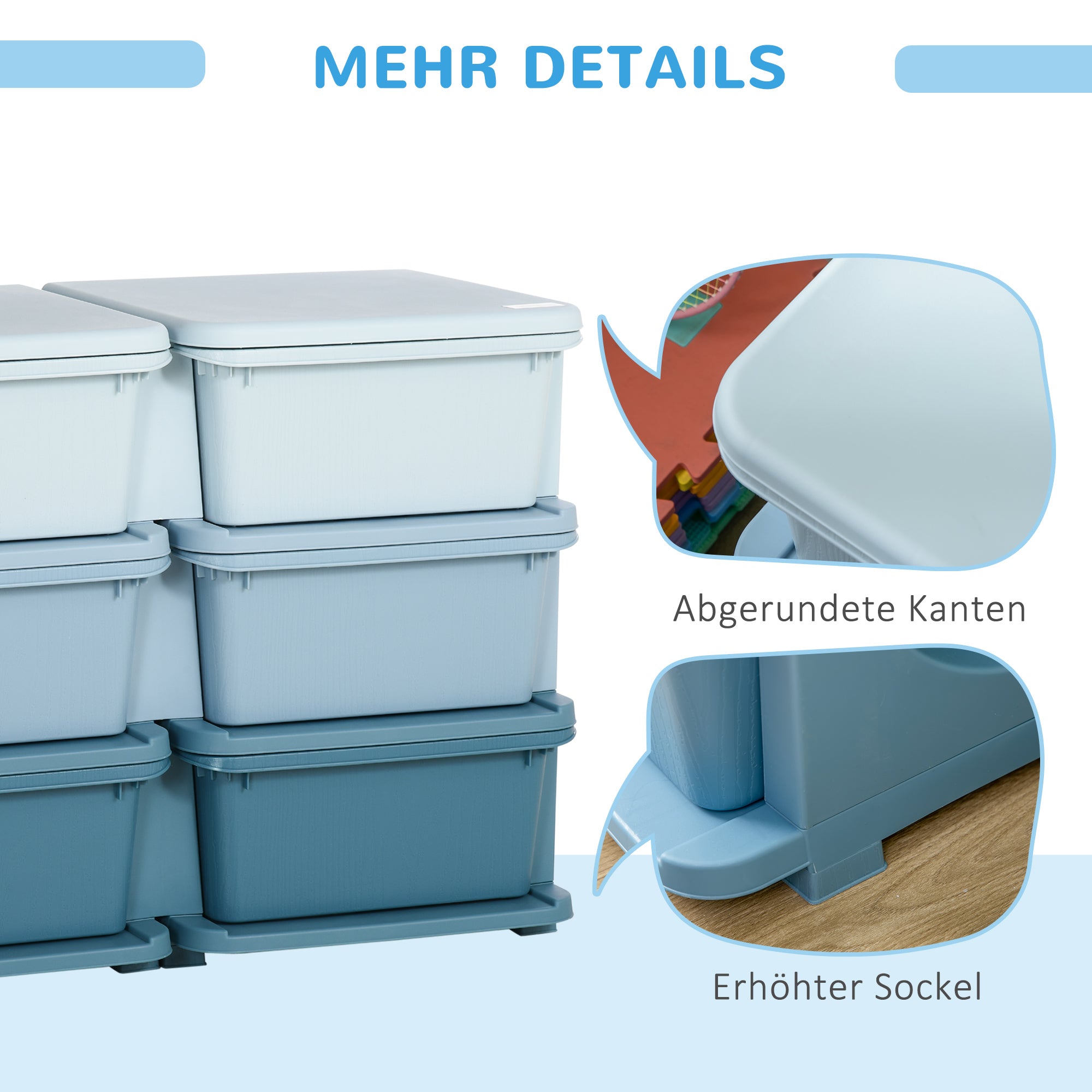 Drawer Cabinet for Kids with Storage Space Storage Boxes Toy Organizer Toy Chest Six Levels for Children's Room 3-6 Years Kids Furniture Blue 75 x 37 x 56.5 cm