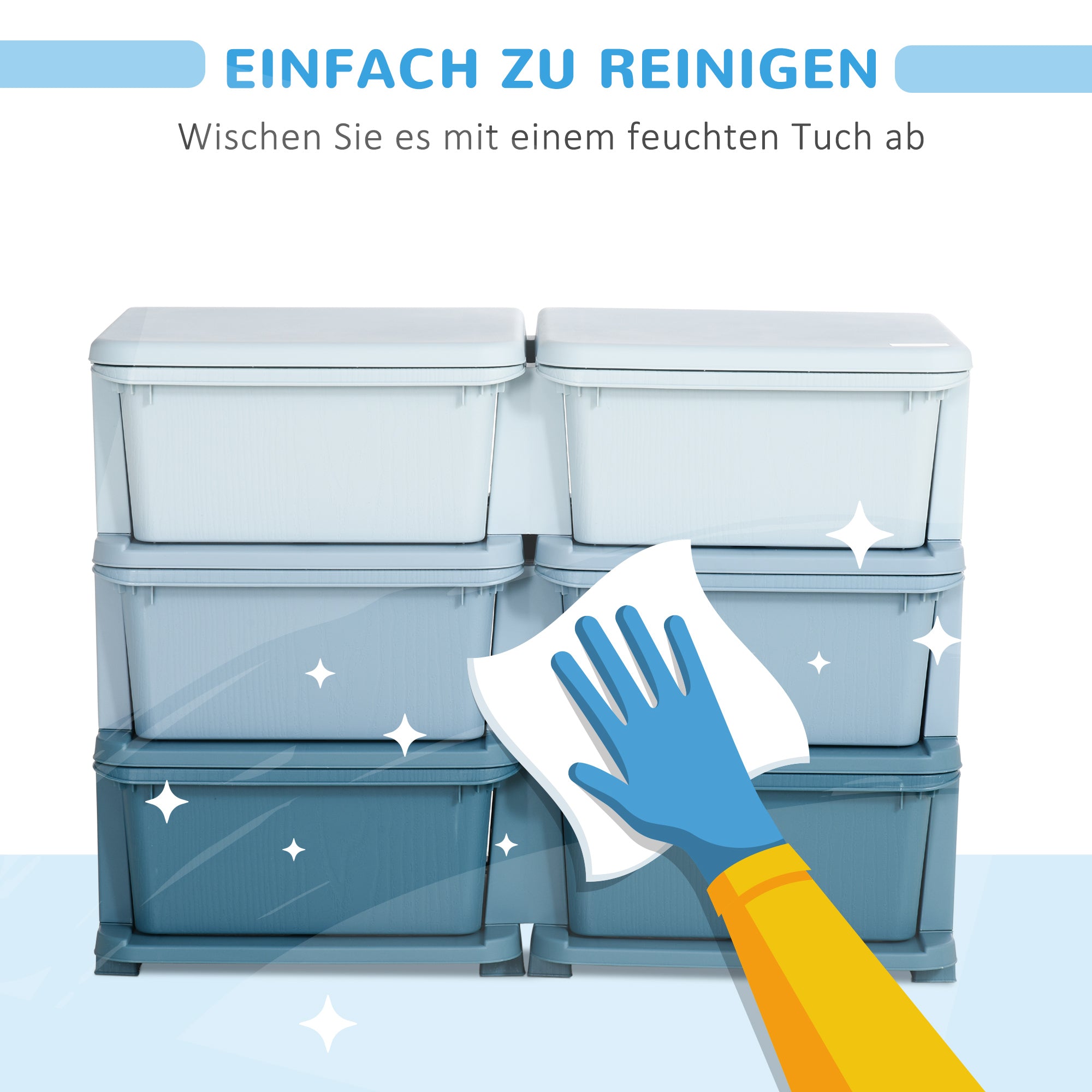 Drawer Cabinet for Kids with Storage Space Storage Boxes Toy Organizer Toy Chest Six Levels for Children's Room 3-6 Years Kids Furniture Blue 75 x 37 x 56.5 cm