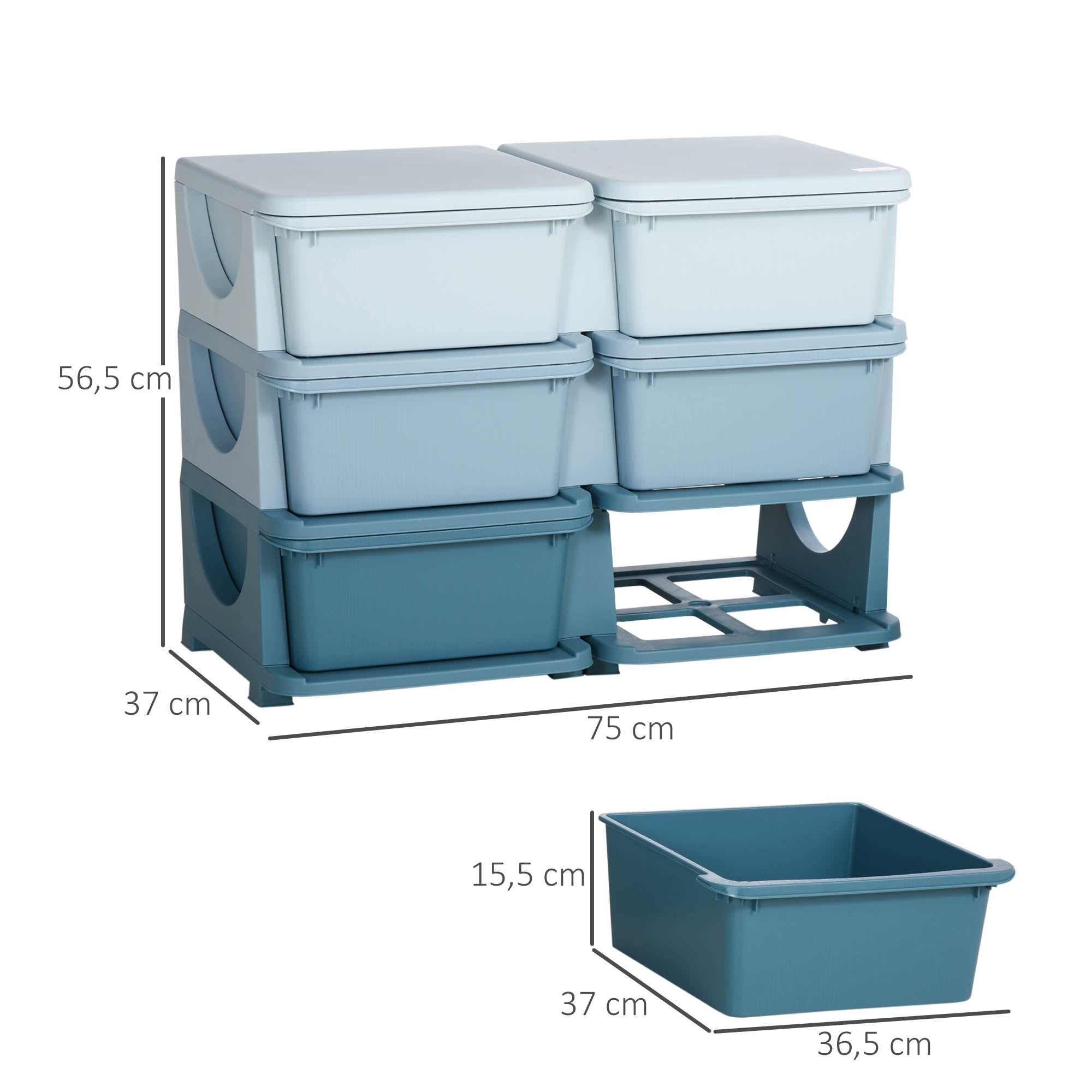 Drawer Cabinet for Kids with Storage Space Storage Boxes Toy Organizer Toy Chest Six Levels for Children's Room 3-6 Years Kids Furniture Blue 75 x 37 x 56.5 cm