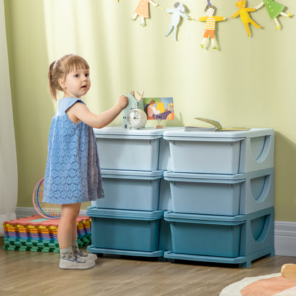 Drawer Cabinet for Kids with Storage Space Storage Boxes Toy Organizer Toy Chest Six Levels for Children's Room 3-6 Years Kids Furniture Blue 75 x 37 x 56.5 cm