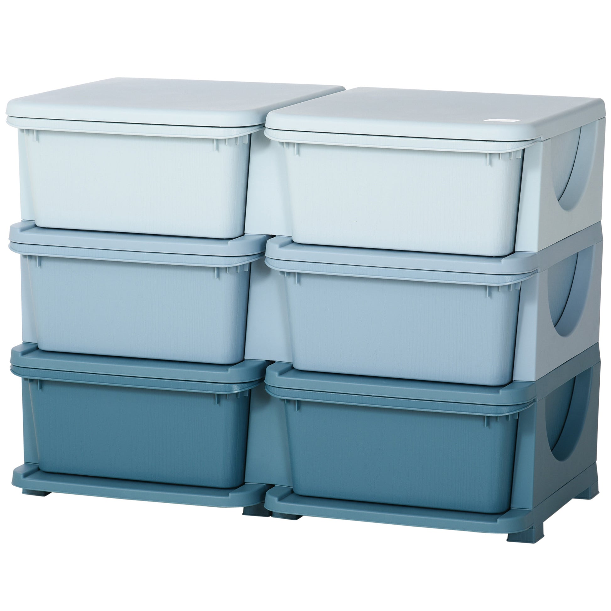 Drawer Cabinet for Kids with Storage Space Storage Boxes Toy Organizer Toy Chest Six Levels for Children's Room 3-6 Years Kids Furniture Blue 75 x 37 x 56.5 cm