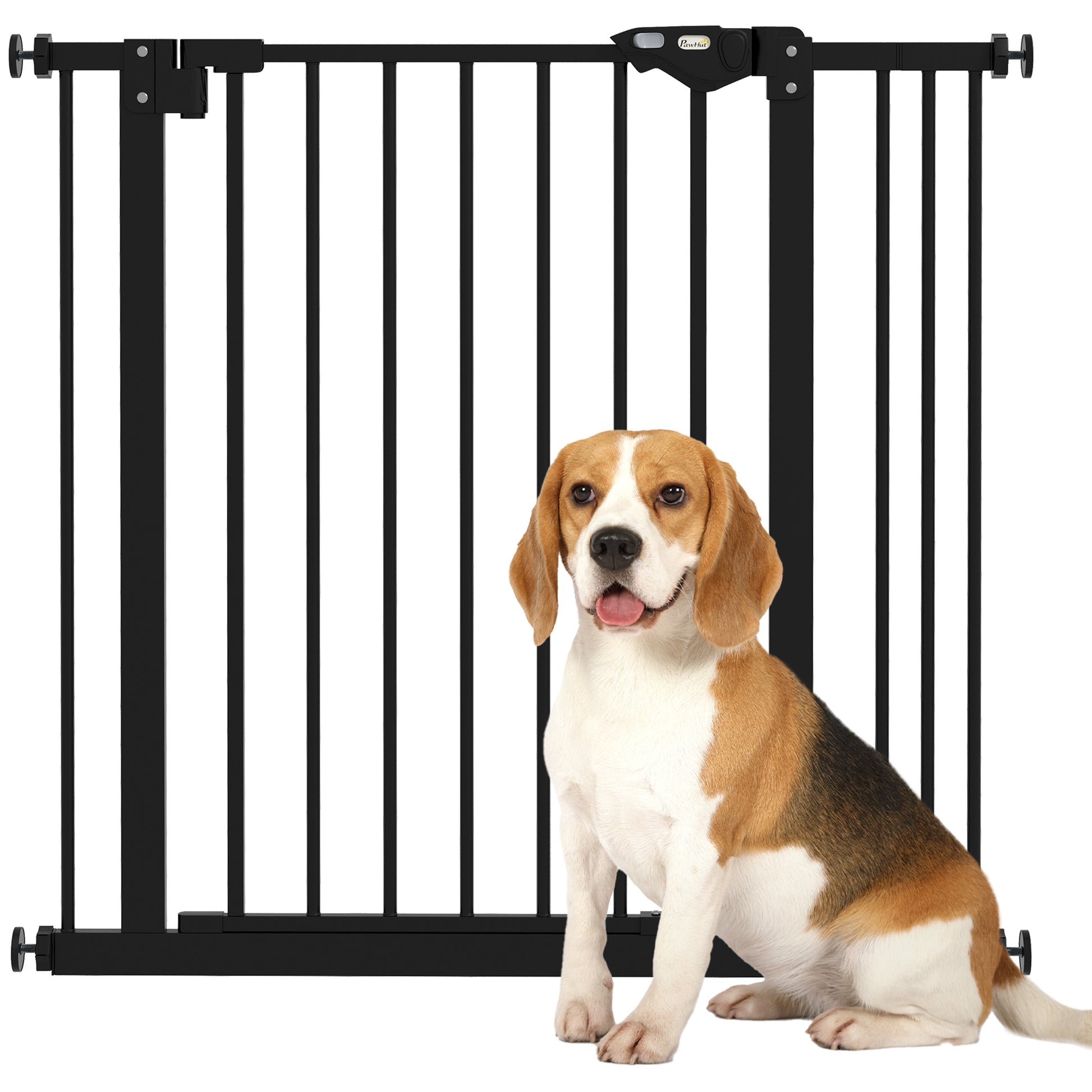 Door Guard Stair Guard with 7 cm Extension Door Gate without Drilling Stair Gate for Widths 74-87 cm Swivelable on Both Sides Metal Black