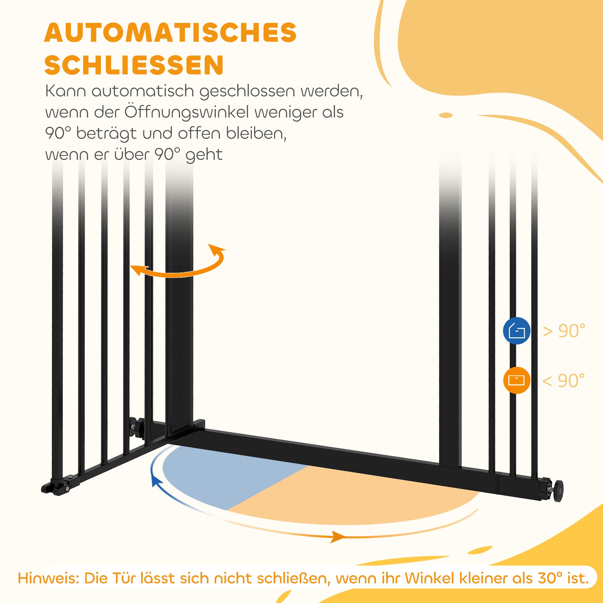 Door Guard Stair Guard with 7 cm Extension Door Gate without Drilling Stair Gate for Widths 74-87 cm Swivelable on Both Sides Metal Black