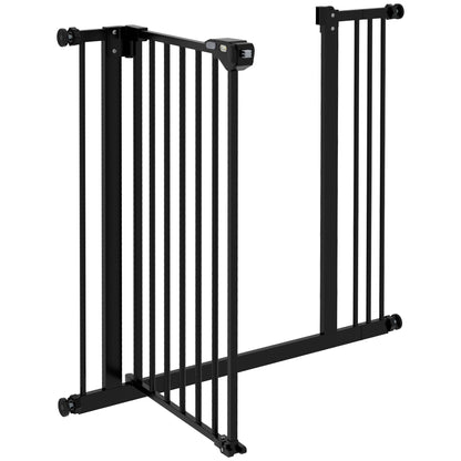 Door Guard Stair Guard with 7 cm Extension Door Gate without Drilling Stair Gate for Widths 74-87 cm Swivelable on Both Sides Metal Black