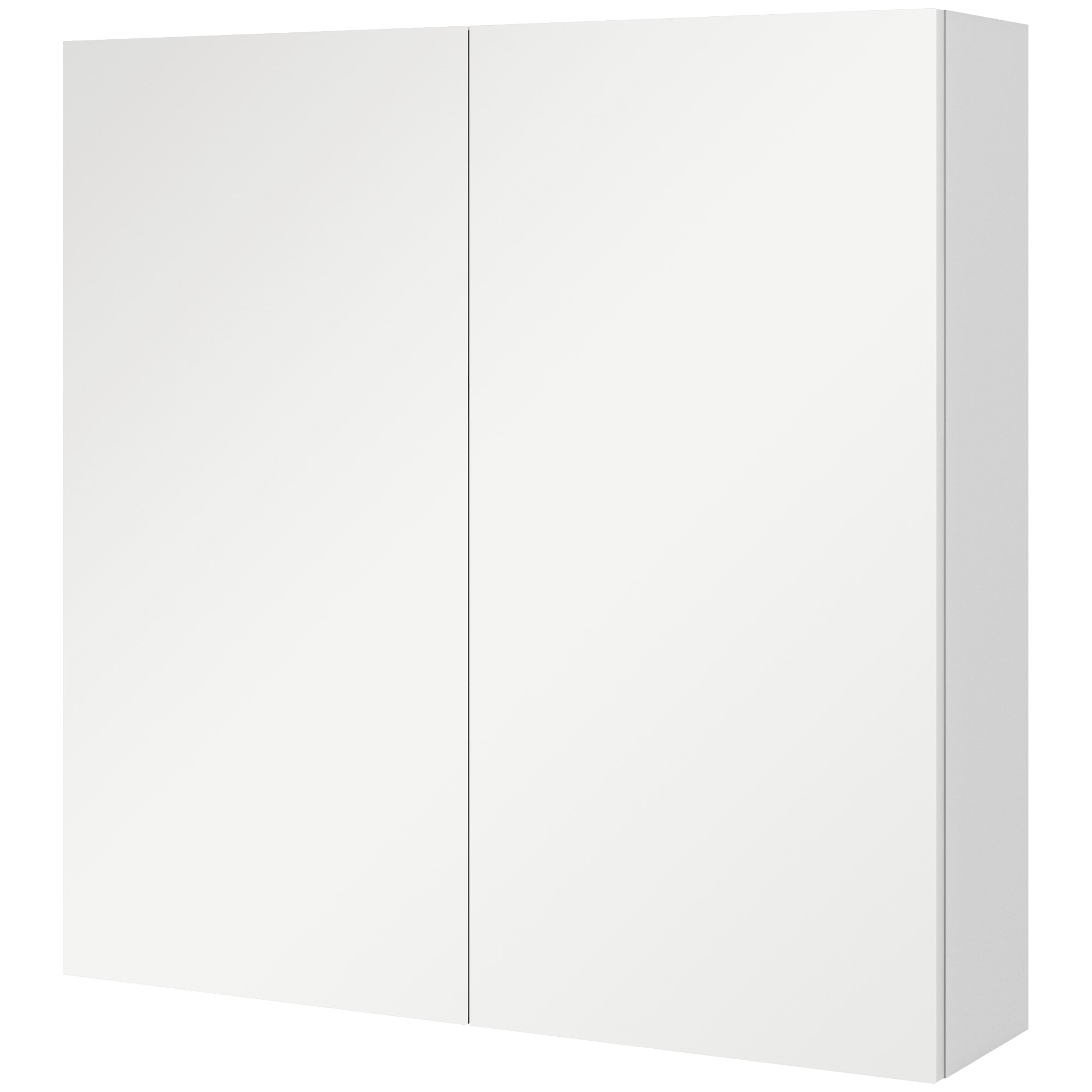 Wall-mounted bathroom cabinet, storage cupboard, 3 levels, adjustable shelf, 2 doors and mirrors, suspended cabinet, 60 x 15 x 60 cm, white